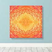 Schitterend Oranje Goud Rood Mandala Patroon Canvas Afdruk (Insitu (Houten vloer))