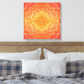 Schitterend Oranje Goud Rood Mandala Patroon Canvas Afdruk (Insitu (Slaapkamer))