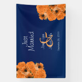 Schitterend Oranje Roos en blauw marineslauw Spandoek (Verticaal)