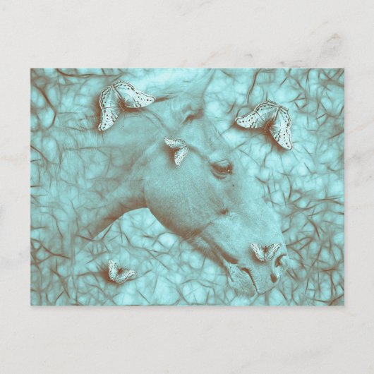 Schitterend paard en vlinders horizontaal briefkaa briefkaart (Voorkant)