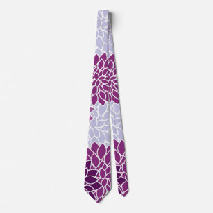 Schitterend paars/lila bloempatroon stropdas