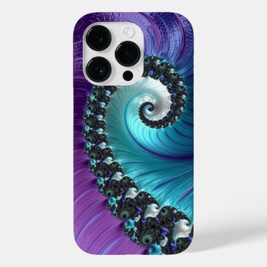 Schitterend Paars Turquoise Gradient Spiral Fracta Case-Mate iPhone Case (Achterkant)