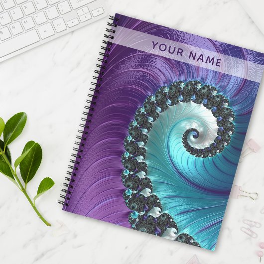 Schitterend Paars Turquoise Gradient Spiral Fracta Notitieboek
