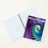 Schitterend Paars Turquoise Gradient Spiral Fracta Notitieboek (Binnen)