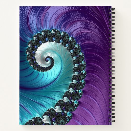 Schitterend Paars Turquoise Gradient Spiral Fracta Notitieboek (Achterkant)
