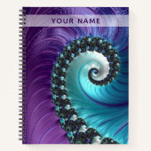 Schitterend Paars Turquoise Gradient Spiral Fracta Notitieboek (Voorkant)