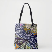 Schitterend Paars, wit, blauw geel bloemontwerp Tote Bag (Voorkant)