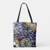 Schitterend Paars, wit, blauw geel bloemontwerp Tote Bag (Achterkant)