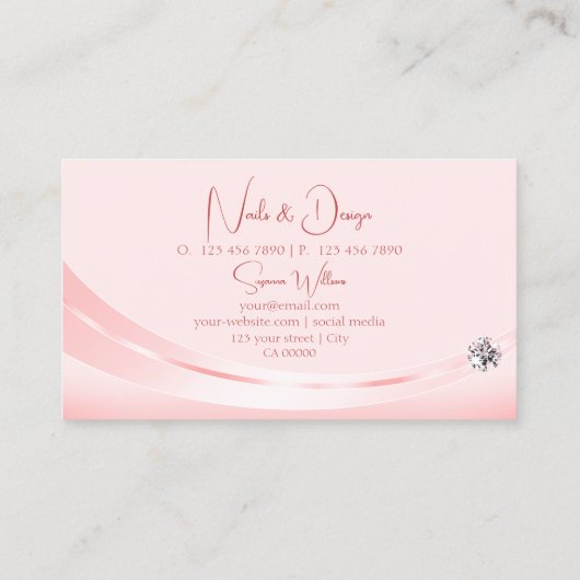 Schitterend pastolroze met ruitvormig ruitvormig visitekaartje (Achterkant)