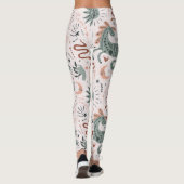 Schitterend patroon in roze en groene maan leggings (Achterkant)