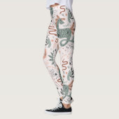 Schitterend patroon in roze en groene maan leggings (Links)