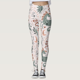 Schitterend patroon in roze en groene maan leggings