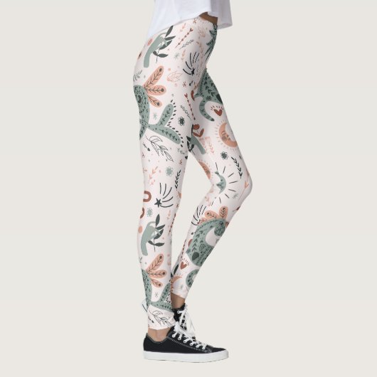 Schitterend patroon in roze en groene maan leggings (Rechts)
