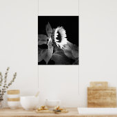 Schitterend Poster zonnebloem in zwart-wit (Keuken)