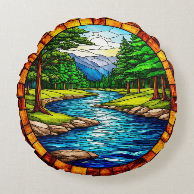 Schitterend rivier- en boslandschap rond kussen (Voorkant)