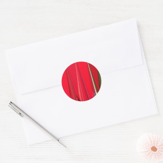 Schitterend rood design ronde sticker (Envelop)