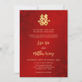 Schitterend Rood Gouden Chinese Bruiloft Kaart (Voorkant)