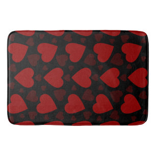 Schitterend rood hartpatroon op zwart badmat