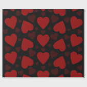 Schitterend rood hartpatroon op zwart cadeaupapier (Vlak)