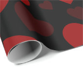 Schitterend rood hartpatroon op zwart cadeaupapier (Rol Hoek)