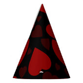 Schitterend rood hartpatroon op zwart feesthoedjes (Links)