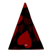 Schitterend rood hartpatroon op zwart feesthoedjes (Rechts)