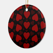 Schitterend rood hartpatroon op zwart keramisch ornament (Links)