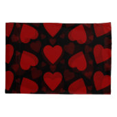 Schitterend rood hartpatroon op zwart kussensloop (Achterkant-Links)