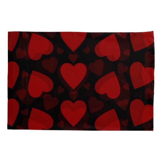 Schitterend rood hartpatroon op zwart kussensloop (Achterkant-Links)