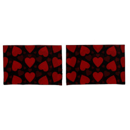 Schitterend rood hartpatroon op zwart kussensloop