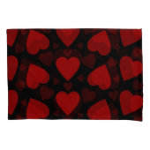 Schitterend rood hartpatroon op zwart kussensloop (Voorkant-Links)