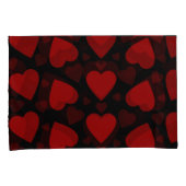 Schitterend rood hartpatroon op zwart kussensloop (Voorkant-Rechts)