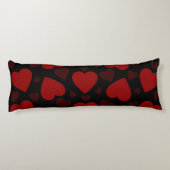 Schitterend rood hartpatroon op zwart lichaamskussen (Achterkant)