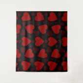 Schitterend rood hartpatroon op zwart wandkleed (Voorkant)