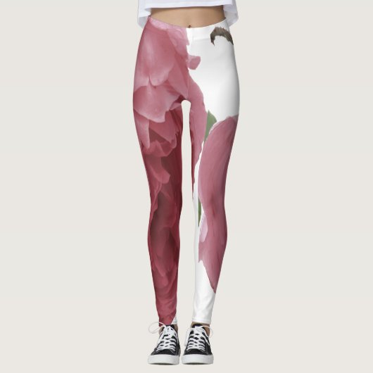 Schitterend roos met roze kleur en regendruppels leggings (Voorkant)