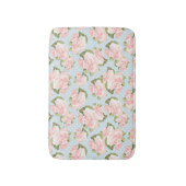 Schitterend roos patroon met blauwe stippen badmat (Voorkant Verticaal)