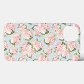 Schitterend roos patroon met blauwe stippen Case-Mate iPhone case (Achterkant (horizontaal))