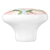 Schitterend roos patroon met blauwe stippen keramische knop (Zijkant)