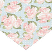 Schitterend roos patroon met blauwe stippen korte tafelloper (Hoek)