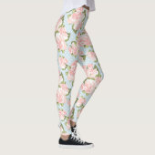 Schitterend roos patroon met blauwe stippen leggings (Rechts)