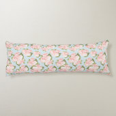 Schitterend roos patroon met blauwe stippen lichaamskussen (Achterkant)