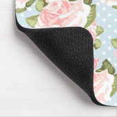 Schitterend roos patroon met blauwe stippen muismat (Hoek)