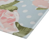 Schitterend roos patroon met blauwe stippen snijplank (Hoek)