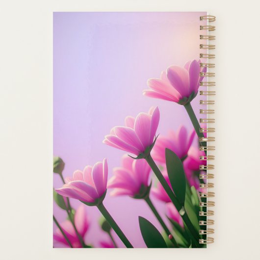 Schitterend roze bloempatroon planner (Achterkant)