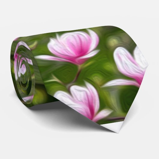 Schitterend roze bloempatroon stropdas (Opgerold)