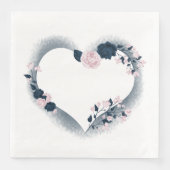 Schitterend roze en jaloers floreel hart servet (Voorkant)