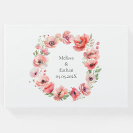 Schitterend roze en rood papaver ontwerp gastenboek