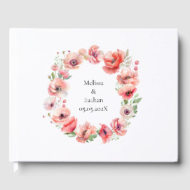 Schitterend roze en rood papaver ontwerp gastenboek