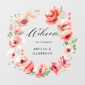 Schitterend roze en rood papaver ontwerp raamsticker (Vel)