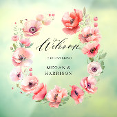 Schitterend roze en rood papaver ontwerp raamsticker (Vel 3)